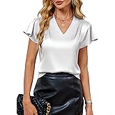 Blooming Jelly Women's Ruffle Sleeve V Neck Pleated Blouse