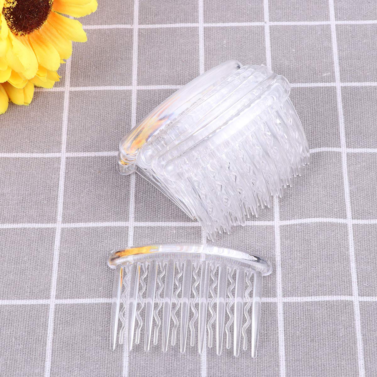 Lurrose 12PCS 8x5cm Plastic Wave Teeth Hair Combs Tortoise Side Comb Hair Accessories for Fine Hair (Transparent) : Beauty