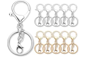 Gkeygo 10 Pack a Set Metal Lobster Claw Clasps and Key Rings, Key Chain Accessories, Keychain Making kit for Keys, Art Crafts, Jewelry Making, Silver - Light Gold
