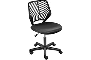 Yaheetech Students Cute Desk Chair Low-Back Armless Study Chair w/Lumbar Support Adjustable Swivel Chair in Home Bedroom School, Black