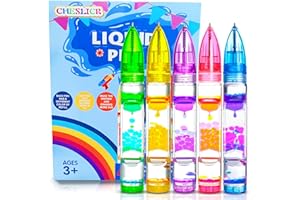 CHESLICR 5PCS Liquid Pens Easter Basket Stuffers for Kids, Liquid Motion Bubble Fun Cool Pens Autism ADHD Anxiety Stress Relief Tools Quiet Fidget Sensory Autistic Toys Desk Toys Gift for Boys Girls
