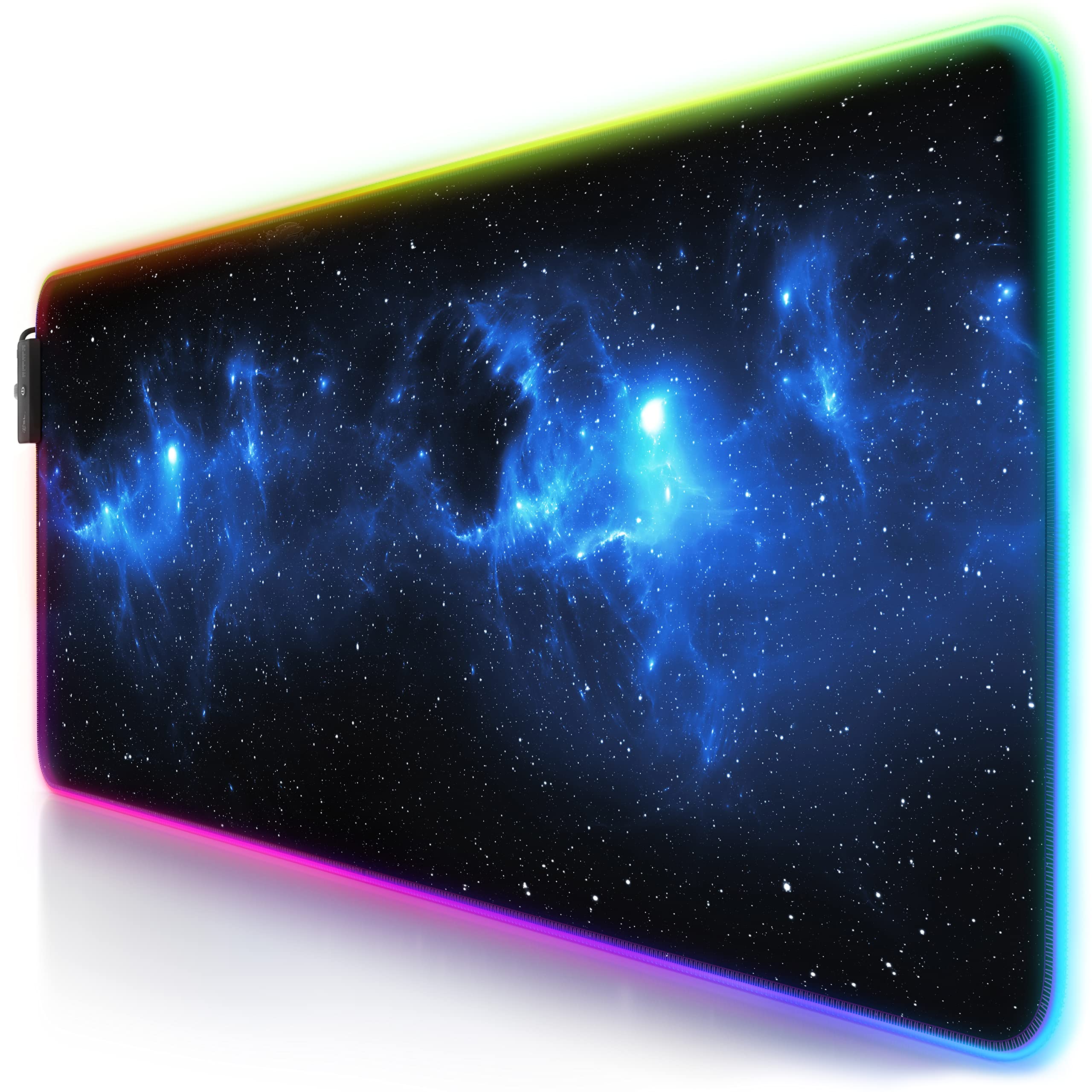 TITANWOLF - RGB Gaming Mouse Mat - 800x300mm - XXL Extended Large LED Mouse Pad - 7 Multi Colour and 4 Effect Modes – Non Slip Rubber Base - Mice Mat for MacBook Roccat Razer PC – Stars