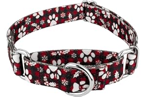 COUNTRY BROOK DESIGN Country Brook Petz - Christmas Plaid Martingale Dog Collar - Christmas Collection Featuring Festive Designs (1 Inch, Large)