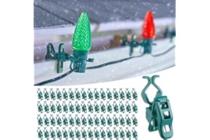 Minetom C7 C9 Christmas Light Clips Outdoor, 100 Count Universal Quick Christmas Light Spring Clips for Outside Roof Gutter Shingle Fence E12 E17 Base