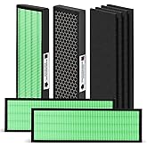 【Upgraded】Nisreen FLT5000 Filter-C True HEPA Filter Compatible with Germ-Guardian Filter C AC5250PT AC5000E AC5300B AC5350W for Improving Moist Conditions, 4 H13 HEPA & 4 Extra Carbon Pre-Filters