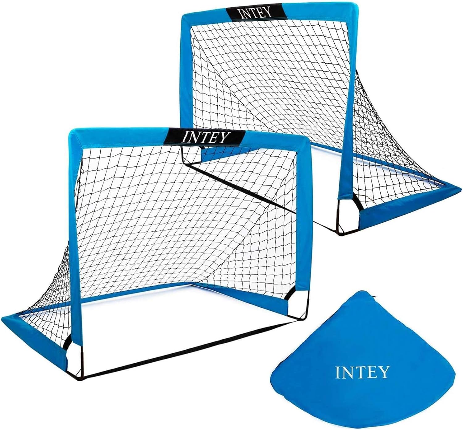 שערי כדורגל של INTEY, סט של 2 - מידות 10.16 ס"מ 7.6 ס"מ ניידות מתקפלות עם תיק נשיאה למשחקים ואימונים לחצר אחורית לילדים ובני נוער : Sports & Outdoors