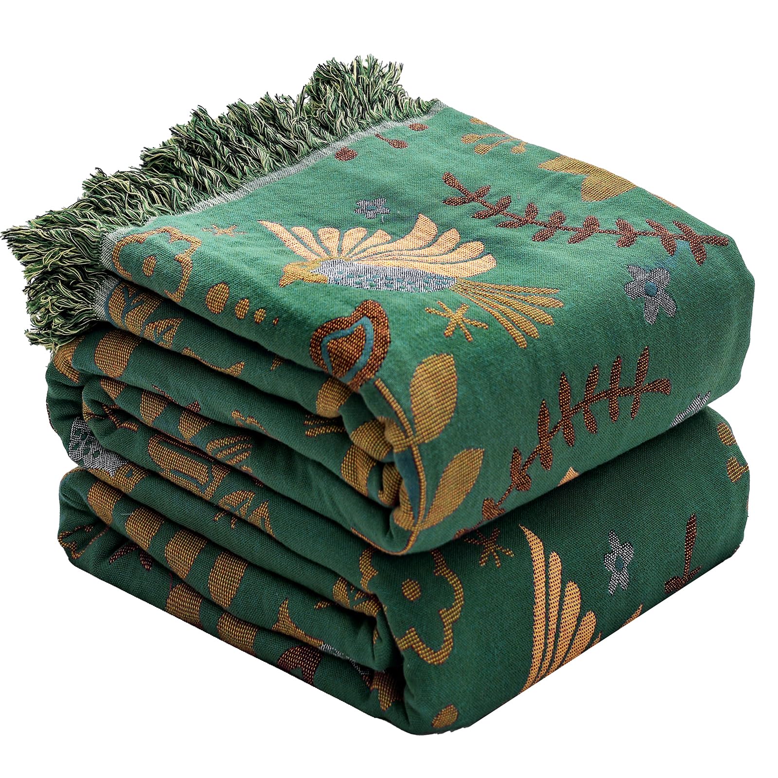 HOORDRY Boho Cotton Throw Blanket 60x80In,Soft Lightweight and Cozy Sofa Bed Large Throw Blanket with Tassels for 2 Seater, Blanket for Home Decor, Bedspread, Travel, Picnics, Couch