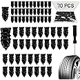 Tire Repair Nails 70PCS, Rubber Screw in Tyre Repair Screws Plugs Flat Tire Fix Rubber Nail Kits Heavy Duty Vacuum Tyre Tool