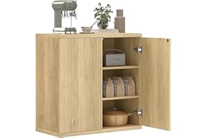 HOMCOM Sideboard Buffet Cabinet, 30.7" Fluted Modern Kitchen Storage Cabinet with Soft-Close Push-to-Open Door & Adjustable S