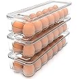 Utopia Home Egg Container With Lid and Handle for Refrigerator - Pack of 3 - Clear Stackable Egg Holder for Kitchen Storage and organization
