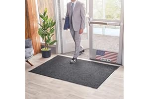 Consolidated Plastics Brush Dry Mat - Made in USA, Heavy-Duty Commercial DoorRug for Indoor/Outdoor Entryways, Non-Slip Backing for High-Traffic Areas (3' W x 5' L, Charcoal)
