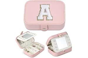 Parima Travel Jewelry Box Organizer, Travel Jewelry Case for Girls Christmas Gift Baskets, Girls Jewelry Box, Birthday Christmas Gifts for Women Girls, Teen Girl Gifts Trendy Stuff - Letter A, Pink