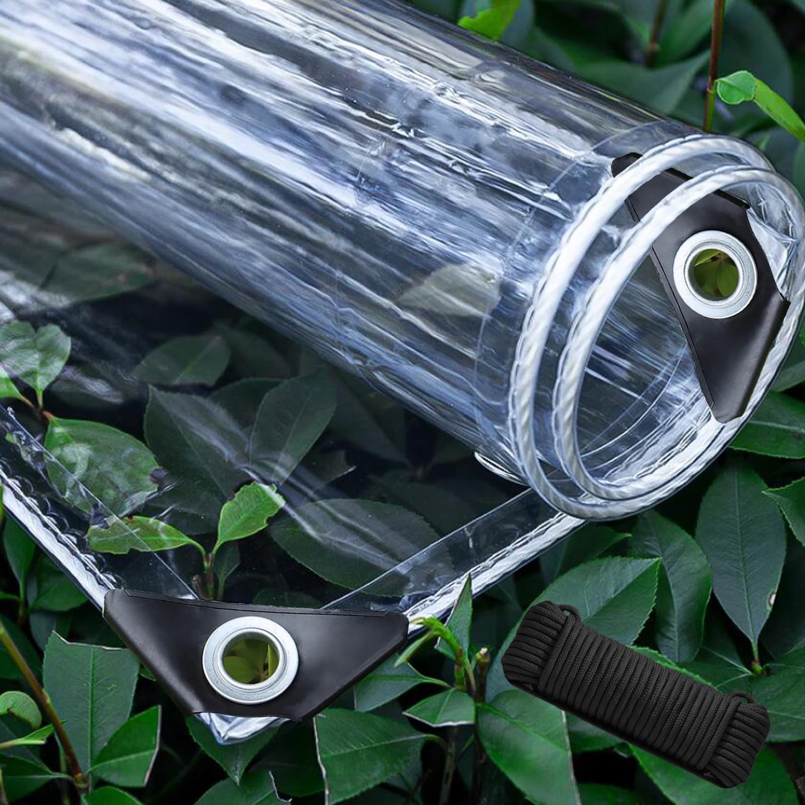 Photo 1 of Bntiomtet Clear Tarp 4x8 FT, Clear tarps Heavy Duty Waterproof, 14 Mil Vinyl Tarp with Metal Grommets, UV & Tear Resistant, for Porch, Outdoor, Patio