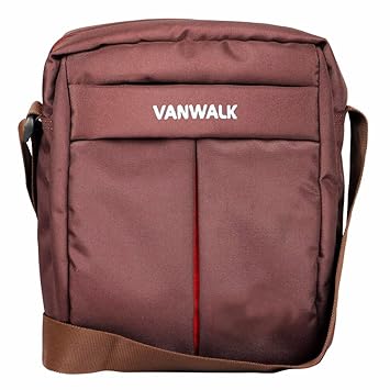 Vanwalk Men, Boys Formal Brown Nylon Passport and Tablet Sling Bag
