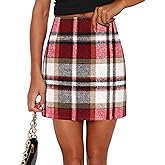 UANEO Plaid Skirts for Women High Waisted Fall Bodycon A Line Pencil Plaid Mini Skirt