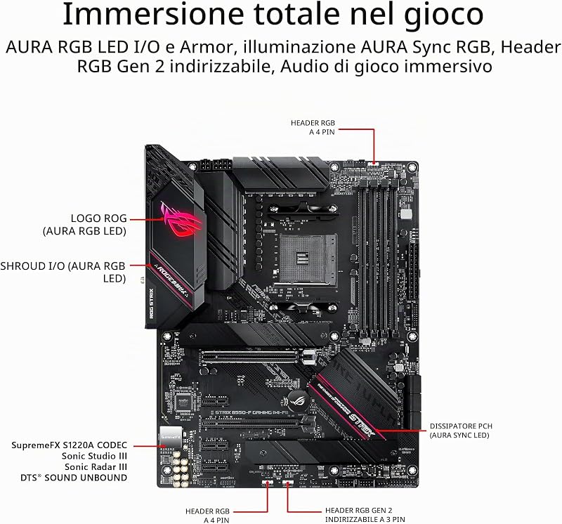 ROG STRIX B550-F GAMING WIFI II, Scheda Madre AMD ATX, Slot DDR4, Nera