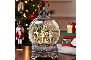 KIRSCHBLÜTE 12.1" Christmas Snow Globe Lantern with Nutcracker Ballet Decor, Musical Snow Globe, Indoor Home Christmas Decor, Battery or USB Powered, Holiday Decor Gift Christmas Water Lantern