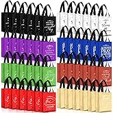 Aliceset 64 Pcs Christian Gift Bags Bulk with Handle Medium Size Bible Verse Religious Gift Bags Reusable Non Woven Church Welcome Totes for Baptism Galentines Birthday Party Favors (Bright Colors)