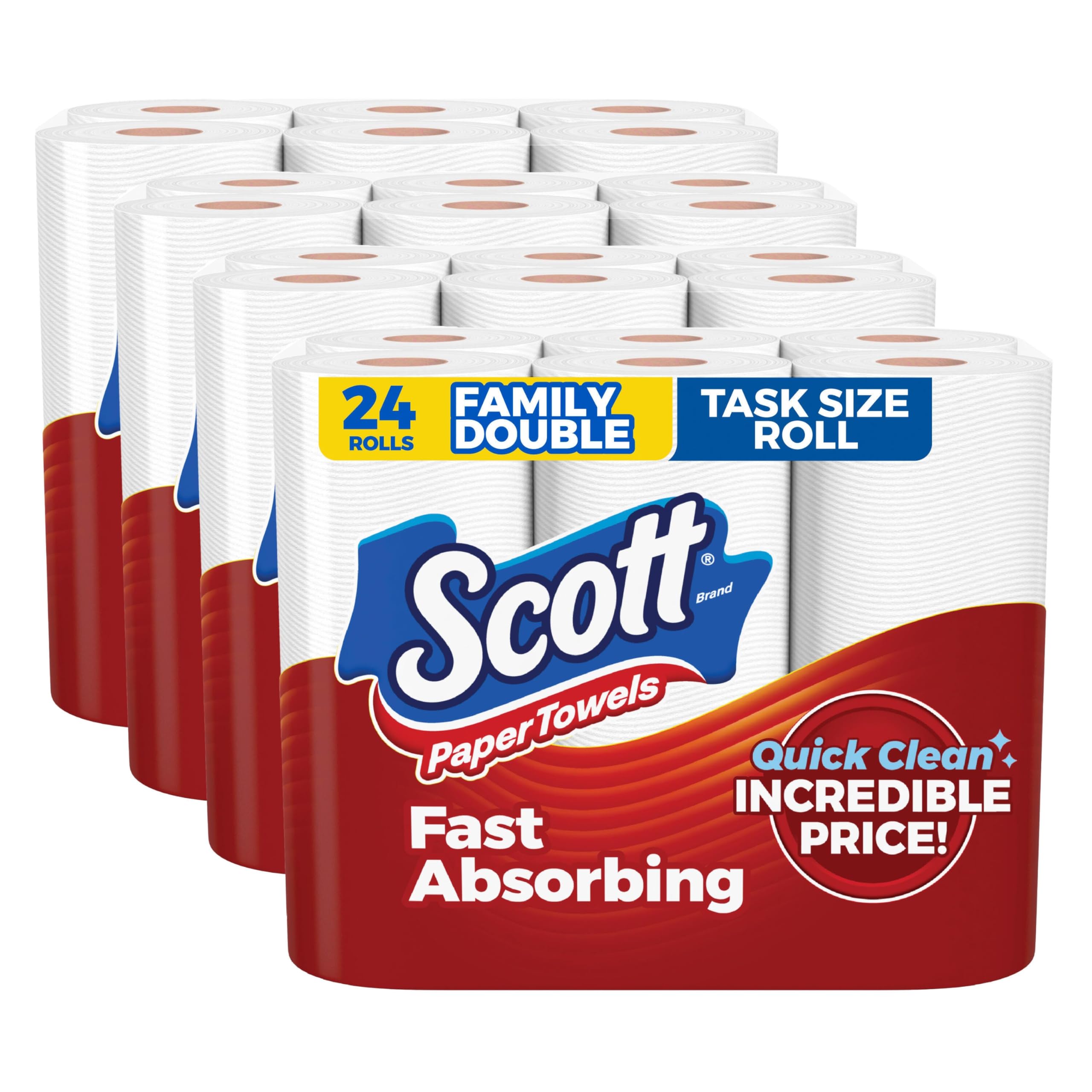 Scott Paper Towels, Task Size, 24 Family Double Rolls, 119 Sheets Per Roll
