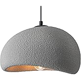 BESTWEST 11.8 inch Wabi Sabi Pendant Light Modern Japanese Ceiling Fixture for Dining Room Kitchen Island Hallway, Gray E26 B