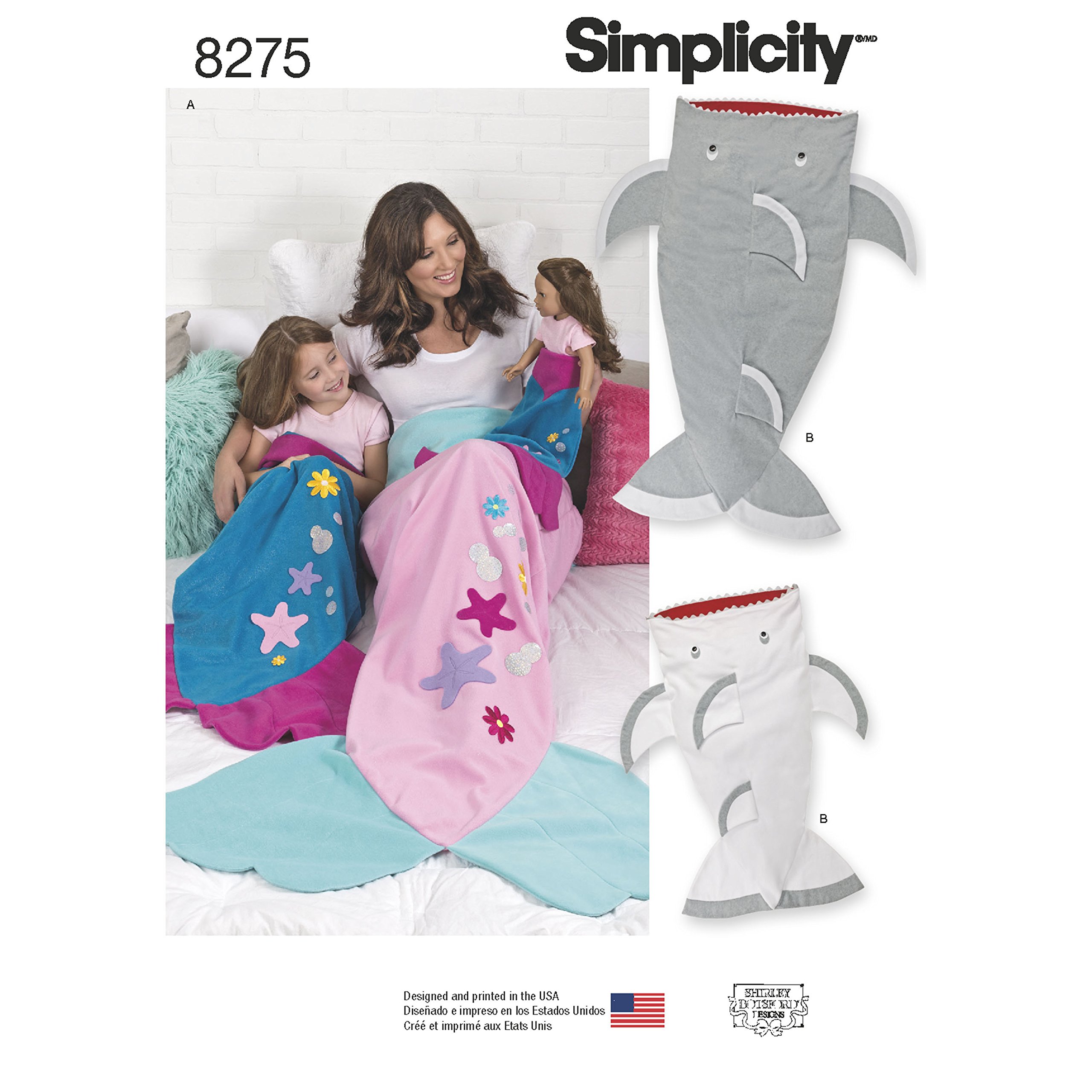 Simplicity Pattern 8275 A Novelty Blankets for Child, Adult and 18" Doll, Paper, White, 22 x 15 x 1 cm