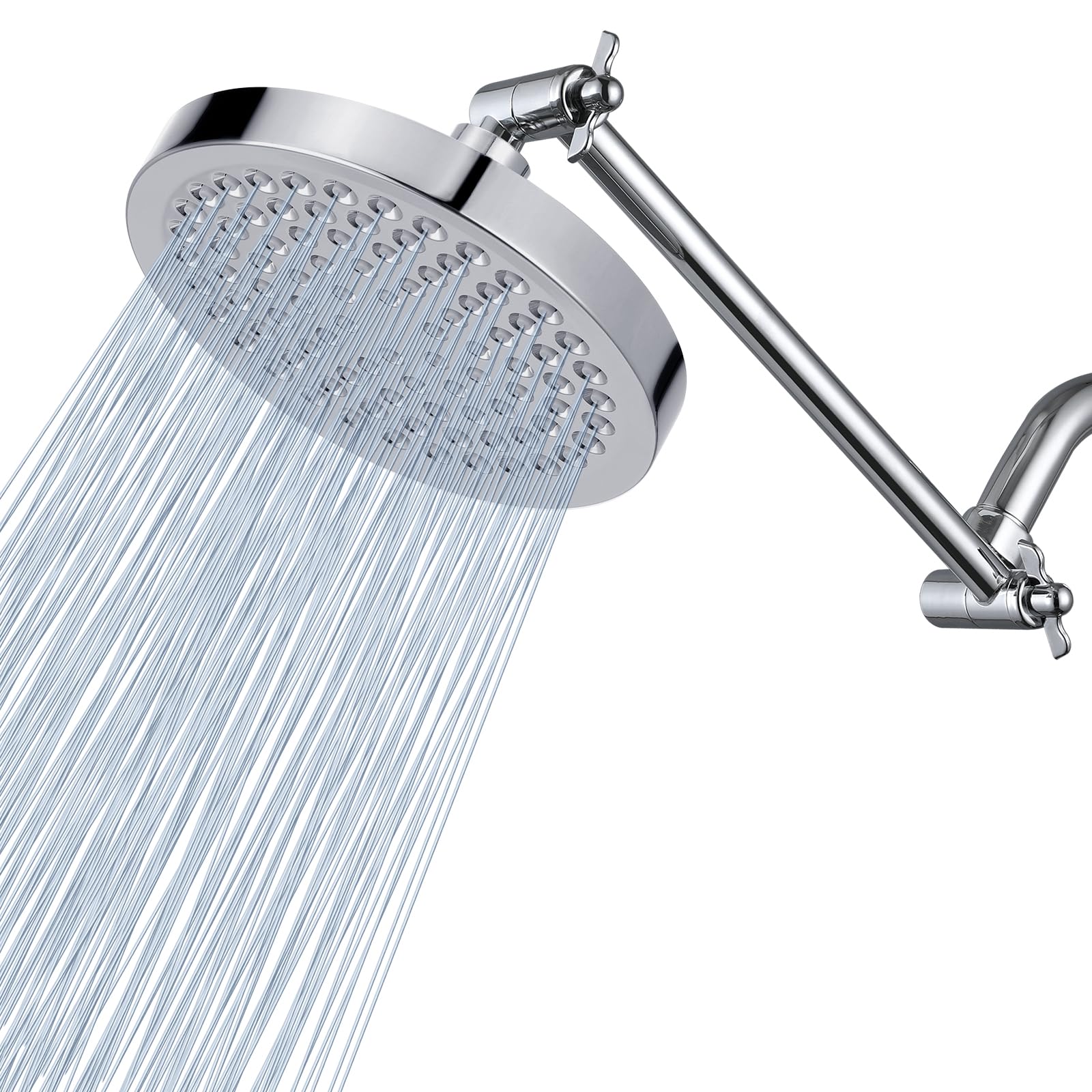 Photo 1 of Voolan Rain Shower Head with Extension Arm - High Pressure Rainfall Showerhead - Luxury Modern Look - Comfortable Shower Experience Even at Low Water Flow (Round, Chrome)