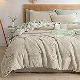 PHF Soft Waffle Comforter Set King Size- Comfy Breathable Waffle Weave Comforter with 2 Pillow Shams, 3 Pieces Less Snagging Lightweight Textured Bedding Set for All Season, Natural/Linen