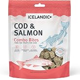Icelandic+ Plus Cod &amp; Salmon Combo Bites Dog Treat 3.0-oz Bag | Natural crunchy fish skins with Omega-3 for skin and coat health. 100% pure, wild-caught Icelandic fish with no additives