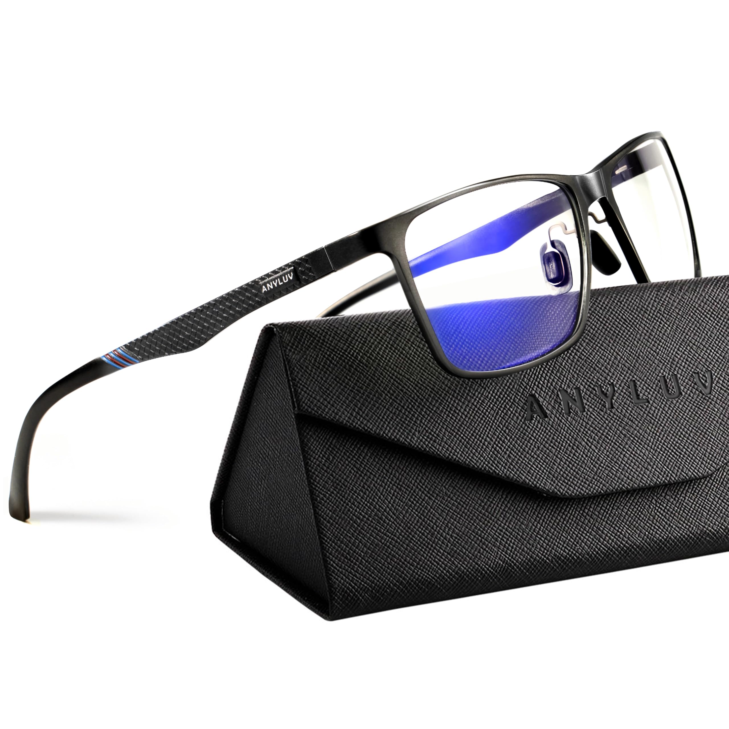 Photo 1 of ANYLUV Blue Light Glasses Men/Women, Al-Mg Metal Computer Blue Light Blocking Glasses, Relieve Eyestrain and Eye Protection