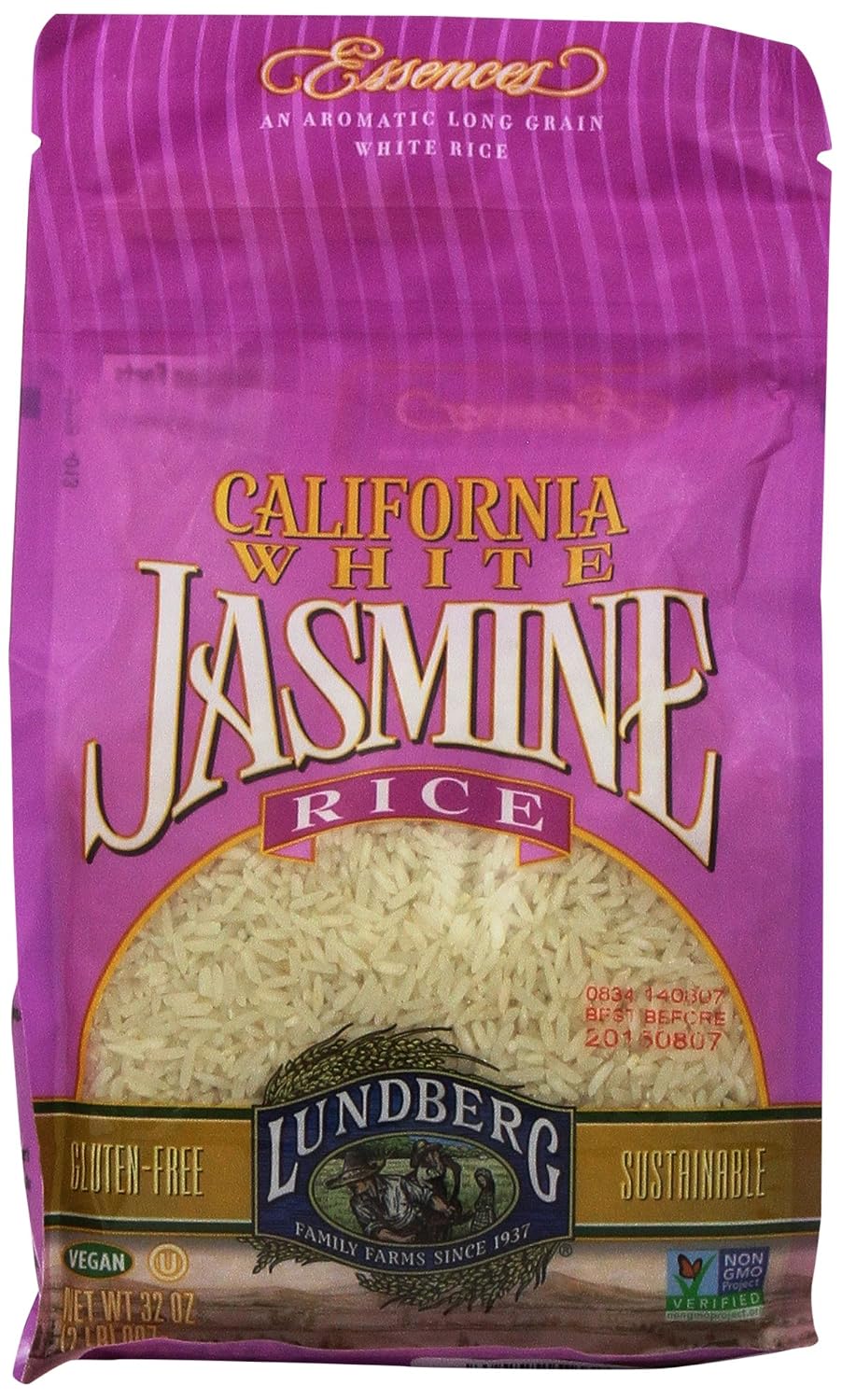 Lundberg Family farms California White jasmine Rice eco-farmed California White jasmine Rice. (073416040229)