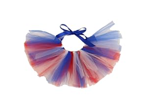 Pawpatu Handcrafted Red, White, Blue USA Flag Colors Mesh Tutu for Medium-Small Dogs with 11 to 15 inch Waist