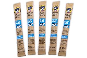 Brutus Bone Broth for Dogs - Bone Broth Powder with Chondroitin Glucosamine & Turmeric - Human Grade Food Toppers for Dry Food & Picky Eaters - 5 Stick (Beef)