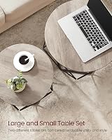 VASAGLE Round Coffee Table Set of 2 Industrial Grey-Beige Black Steel Tray view 5