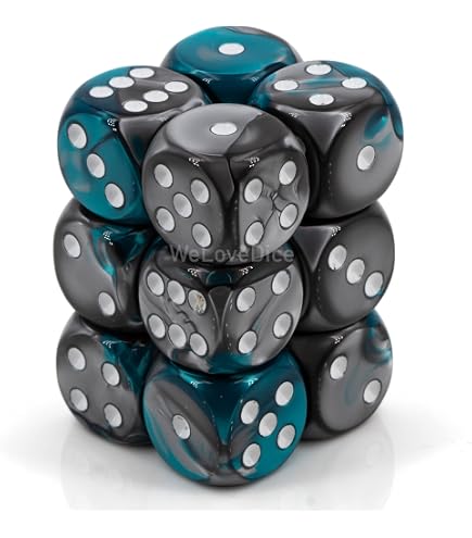 Chessex CHX26456 – Set De 7 Dés Gemini Steel-Teal/Blanc, Super Stylés Pour Vos Parties