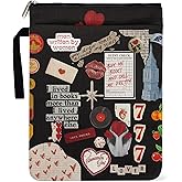 Book Sleeve for Book Lovers, Dark Aesthetics Collage Pattern Paperback Sleeve Gifts for Librarian Bookish Group Club, Book Cover with Zippered 9x12 Protector and Carry Handle