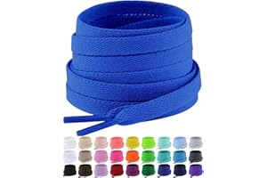 Puzeam Upgrade Tight Weave Flat Shoelaces 28 Colors 5/16" Wide Shoe Laces for Sneakers - 2Pairs