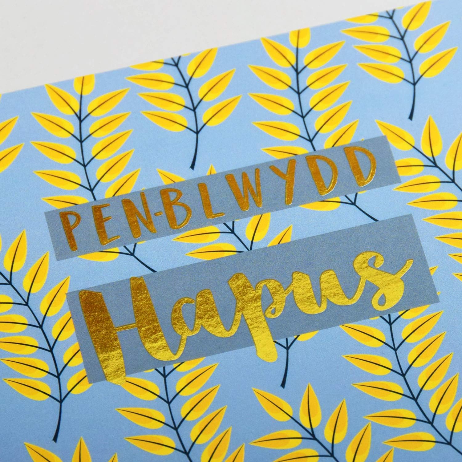 Claire Giles Greeting Cards, Welsh Happy Birthday Card, Penblwydd Hapus, Leaves Design Birthday Greeting Card - Image 4