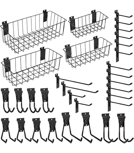2-Pack Slatwall Hanging Baskets - 15.8" Wide Metal Wire Baskets For Retail, Garage, Office