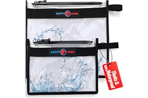 Happy Loon Elite Waterproof Fishing Tackle Bag Set - 2 Sizes, 100% Submersible Dry Bags, Floats with Lure & bait- Scuba-Grade Zipper, PVC-Free, Tethering Loop - Premium Fishing accessory pouch