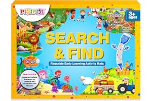 pigipigi Educational Game for Kids - Search and Find Toy for Toddler 3 4 5 6 7 Years Old Reusable Preschool Learning Activity Mats with 4 Dry Erase Markers Kindergarten Gift for Boy Girl Ages 3-6