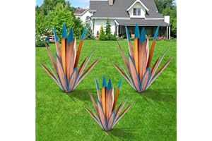 Homight Metal Agave Plants Outdoor Decor Mexican Yard Art Plants Garden Decor for Outside Metal Art Flowers Gifts for Butterflies Bees Birds for Gifts (2big&1small)