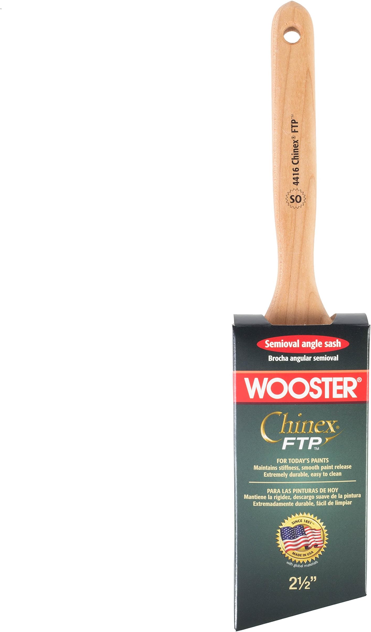 Wooster Brush 4416-2 1/2 Chinex FTP Semi-Oval Angle Sash Paintbrush, 2-1/2-Inch