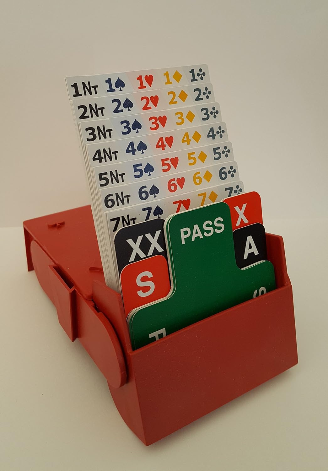 Danish Bridge Supply SuperBridgeBox Red Plastic Auction Cards (Pack of 4), 14 x 8,9 x 3,2 cm