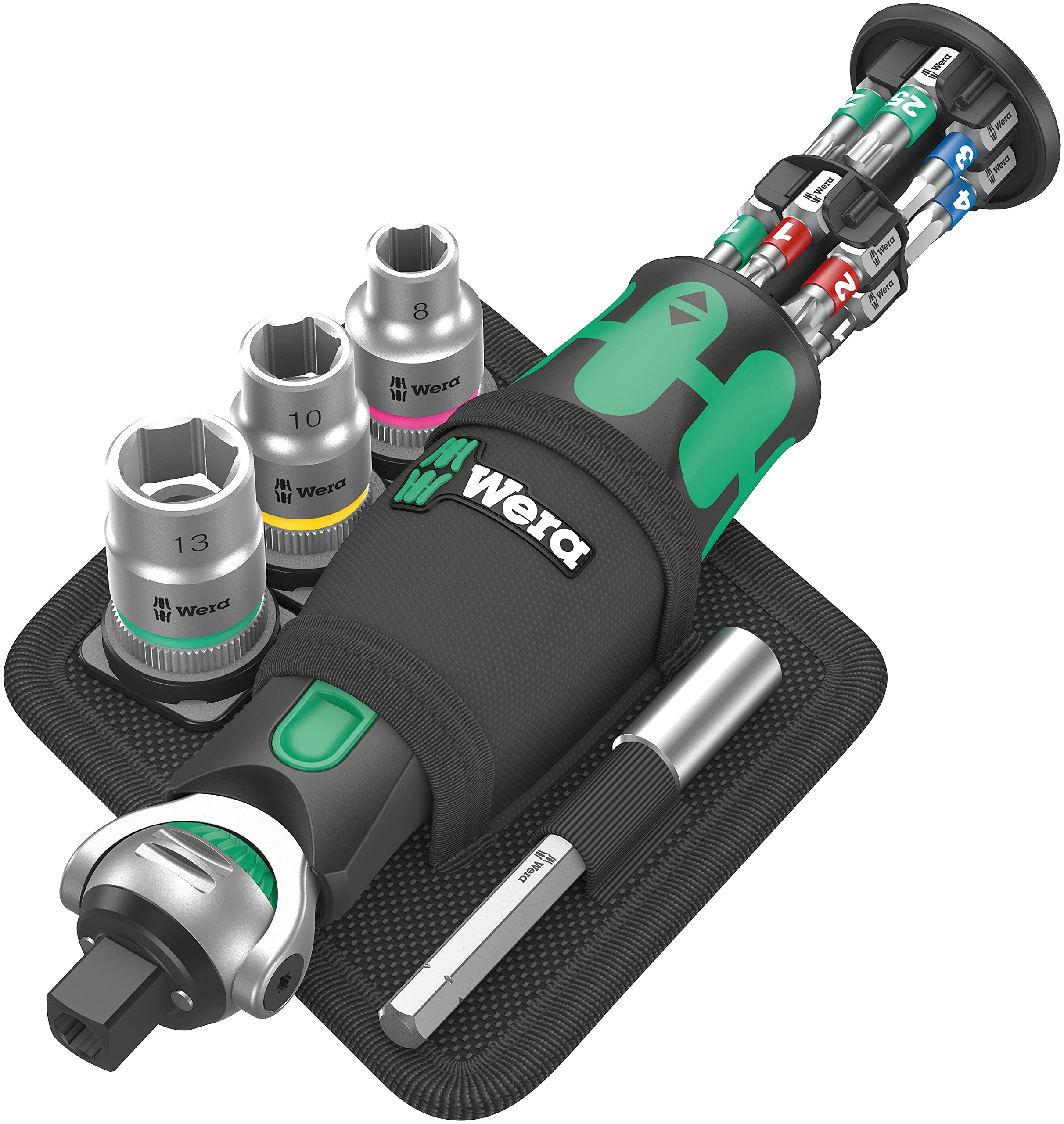 Wera 05004281001 8009 Zyklop Pocket Set 2, Ratchet Set, 18 Pieces Black-Green