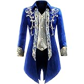 AIBEIX Mens Steampunk Medieval Jacket Gothic Victorian Frock Coat Uniform