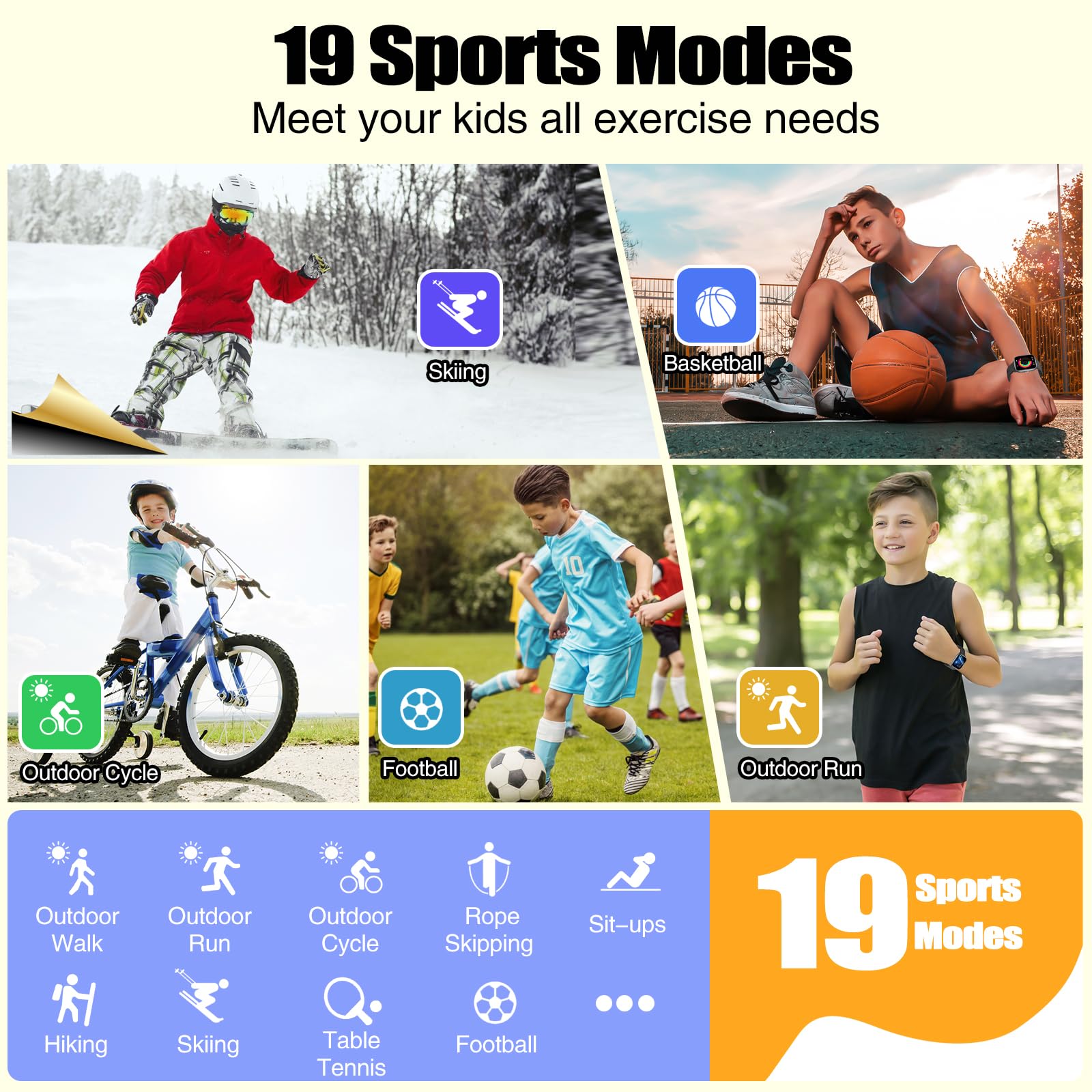 Kids Watch for Girls Boys with IP68 Waterproof, Girls Watch with 19 Sports Modes, Sleep Tracking, Pedometer, Stopwatch, Kids Activity Tracker, Birthday Gifts for Girls Age 6-15 Years Old