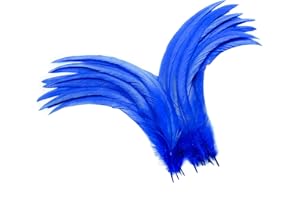 Holmgren Blue Rooster Feathers Bulk - 60pcs 12-14inch Natural Large Rooster Tail Feathers for DIY Crafts, Wing, Costume, Holiday Themed Party Decoration (Royal Blue)