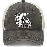 Fishing Here Fishy Fishy Fishy Trucker Hat Women's Hats & Caps Mens Caps Gifts for Men Golf Cap