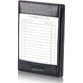 HISCOW Leather 3x5 Index Card Holder, Pocket Note Jotter, Black | Full grain cowhide, firm on-the-go writing surface, minimalist EDC wallet, slim pen loop, premium gift box