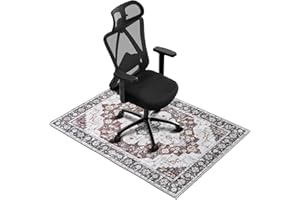 PHONTAIK Office Chair Mat, Chair Mat 36"x48", Vintage Brown Flower Desk Chair Mat, Non-Slip Office Chair Mat for Hardwood Floor, No Wrinkles Floor Mat for Office Chair, Anti-Scratch Chair Mats for Office Home